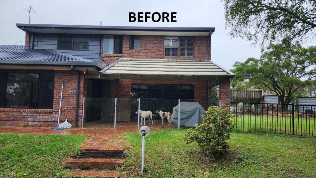 Before image of a newly renovated patio enclosure.